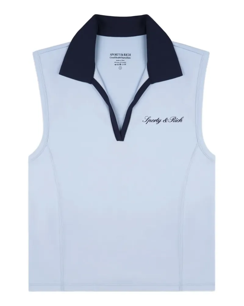 SPORTY & RICH Ärmelloses T-Shirt mit Logo-Print - Blau Blau