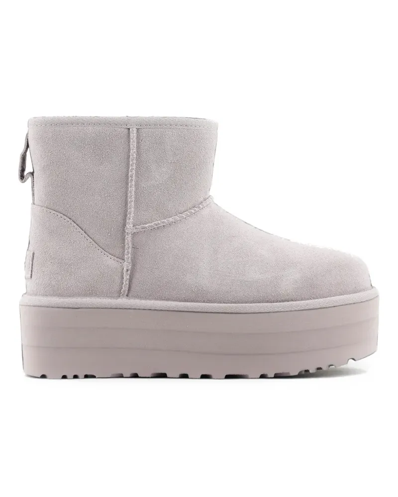 UGG Classic Mini Platform Stiefel aus Kalbswildleder - Grau Grau