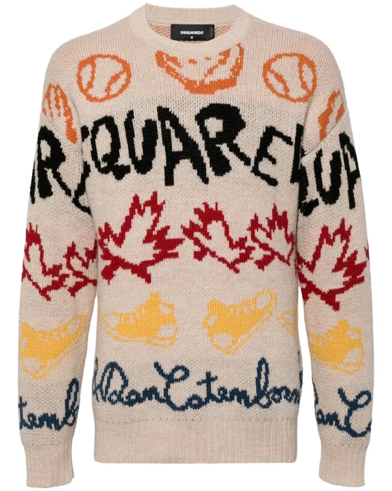 Dsquared2 Pullover mit Intarsien-Logo - Nude Nude
