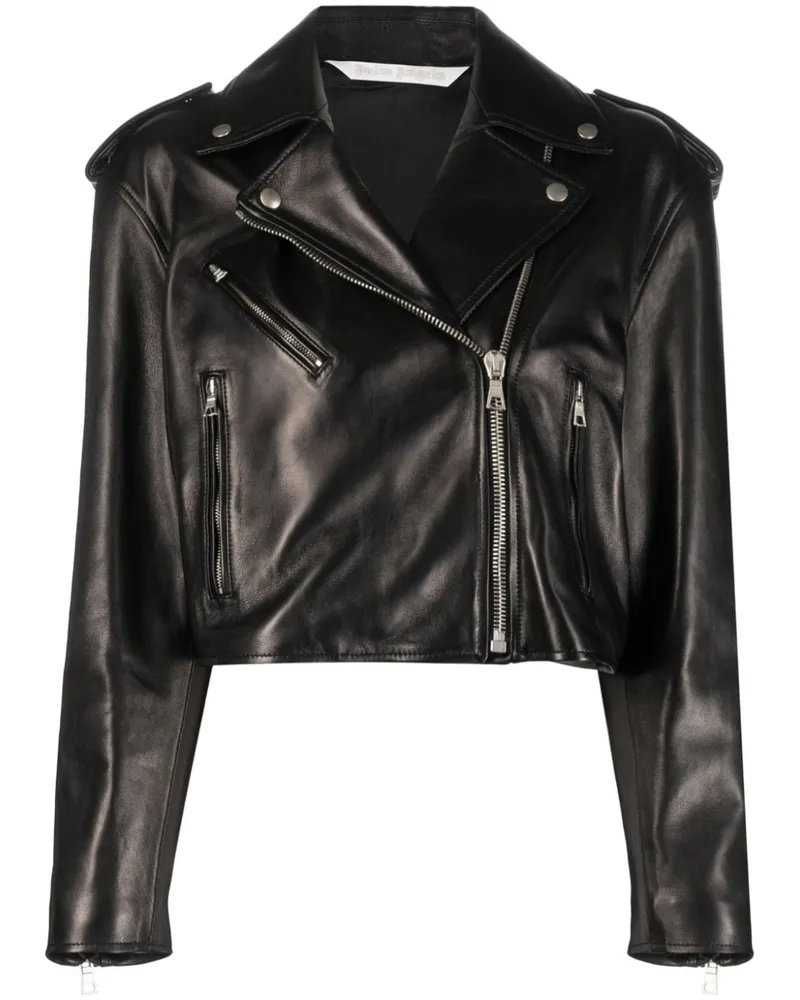 Palm Angels Lederjacke mit Reißverschluss - Schwarz Schwarz