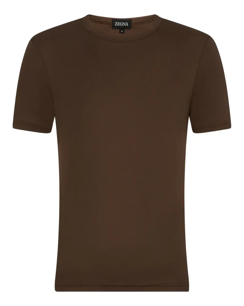 Ermenegildo Zegna Geripptes T-Shirt - Braun Braun