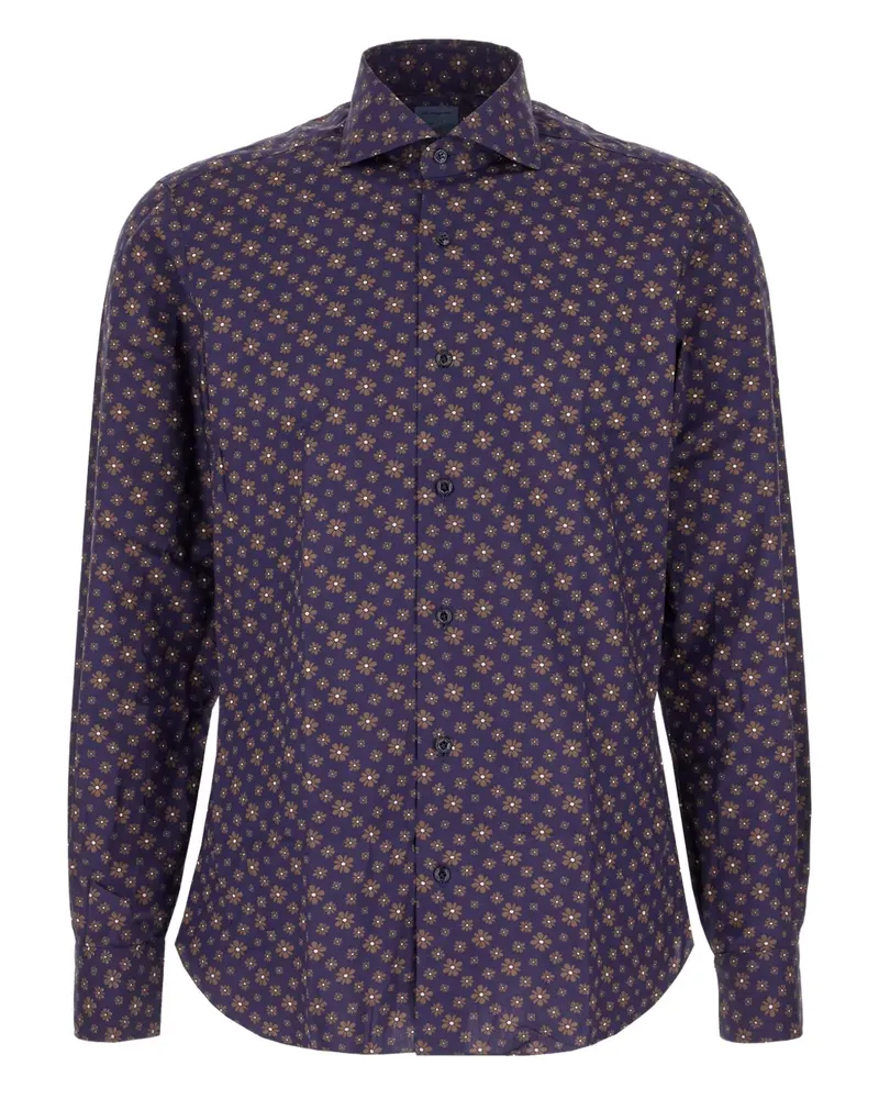 BARBA Hemd mit Blumen-Print - Blau Blau