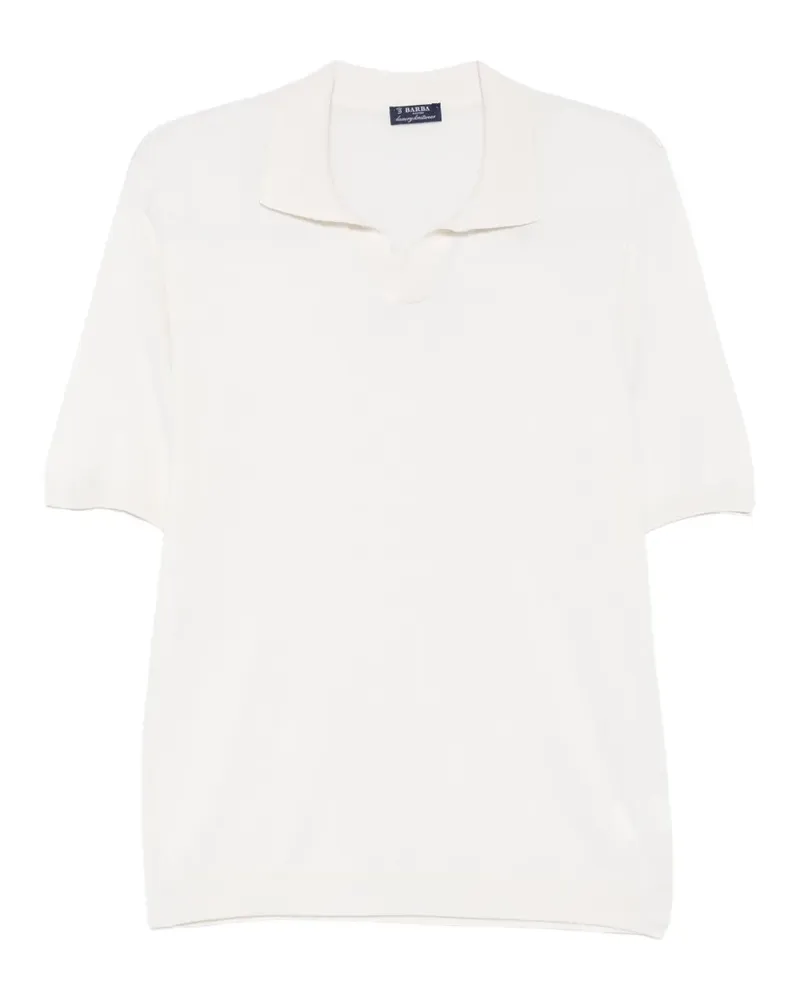 BARBA fine-knit V-neck T-shirt - Nude Nude