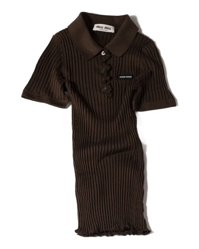 Miu Miu Poloshirt aus geripptem Strick - Braun Braun