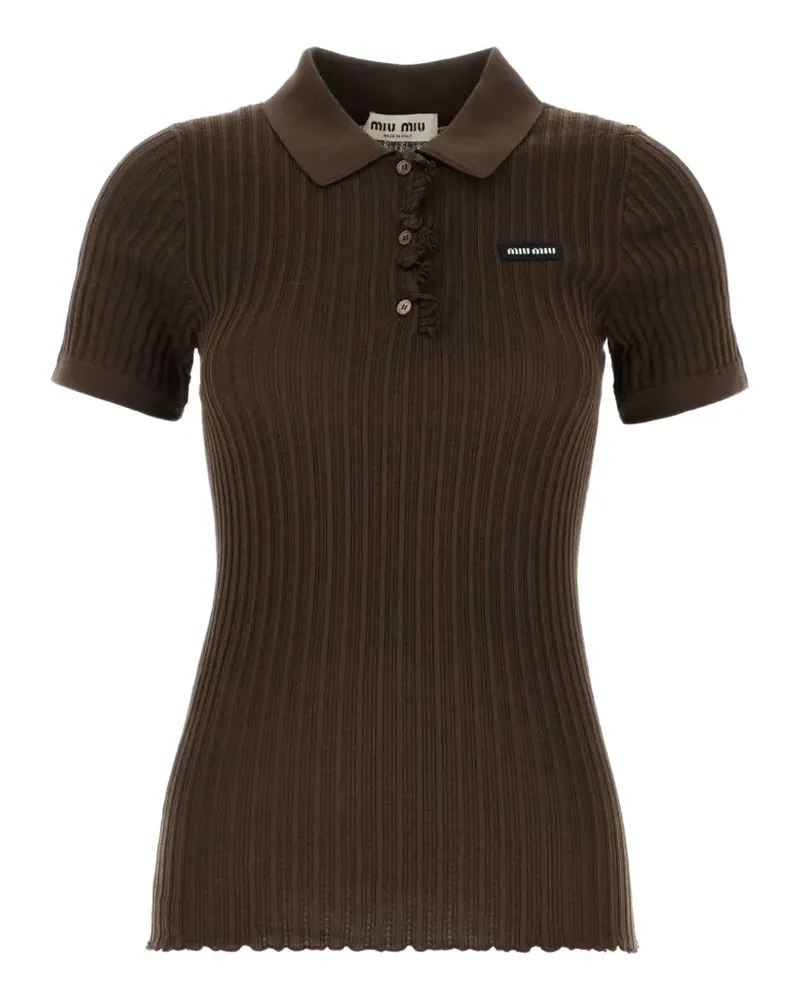 Miu Miu Chocolate stretch jersey polo shirt - Braun Braun