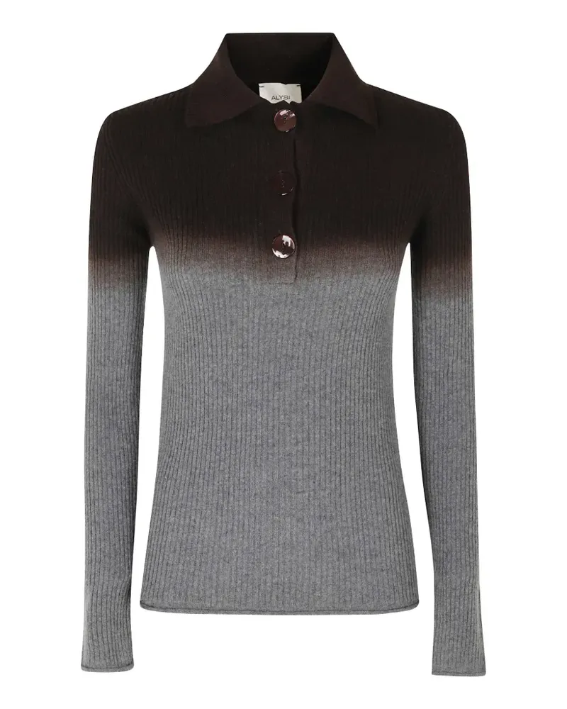 ALYSI Poloshirt mit Ombré-Effekt mit gerippter Struktur aus Strick - Grau Grau