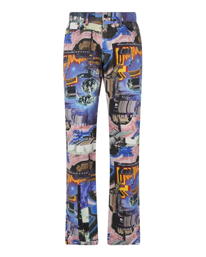 Diesel graphic-print cotton trousers - Blau Blau