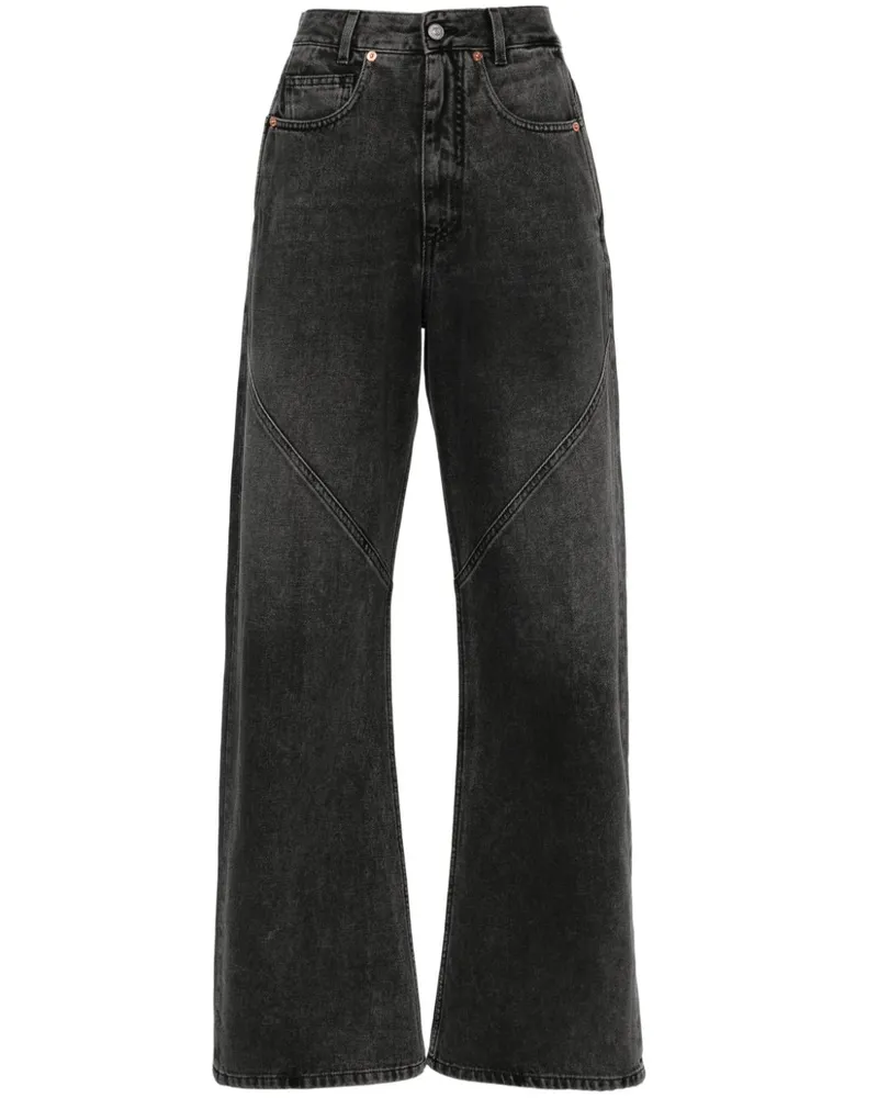 Maison Margiela Gerade High-Waist-Jeans Schwarz