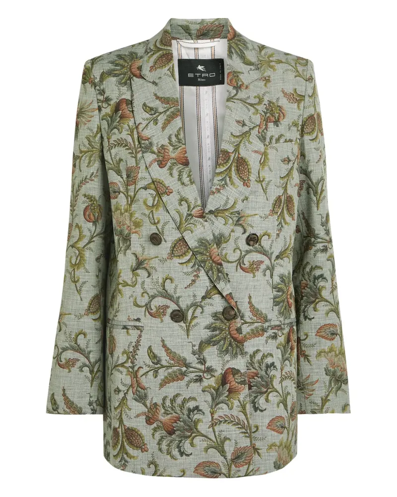 Etro floral print double-breasted jacket - Grün Grün