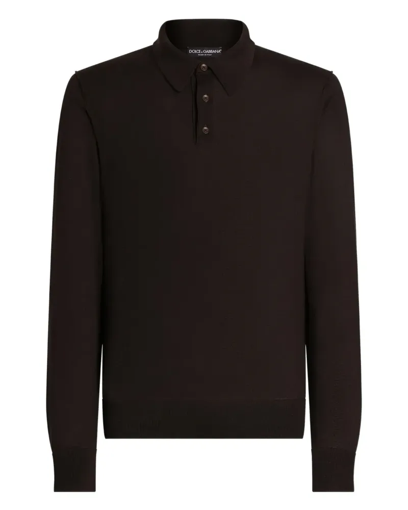 Dolce & Gabbana Langärmeliges Poloshirt - Schwarz Schwarz