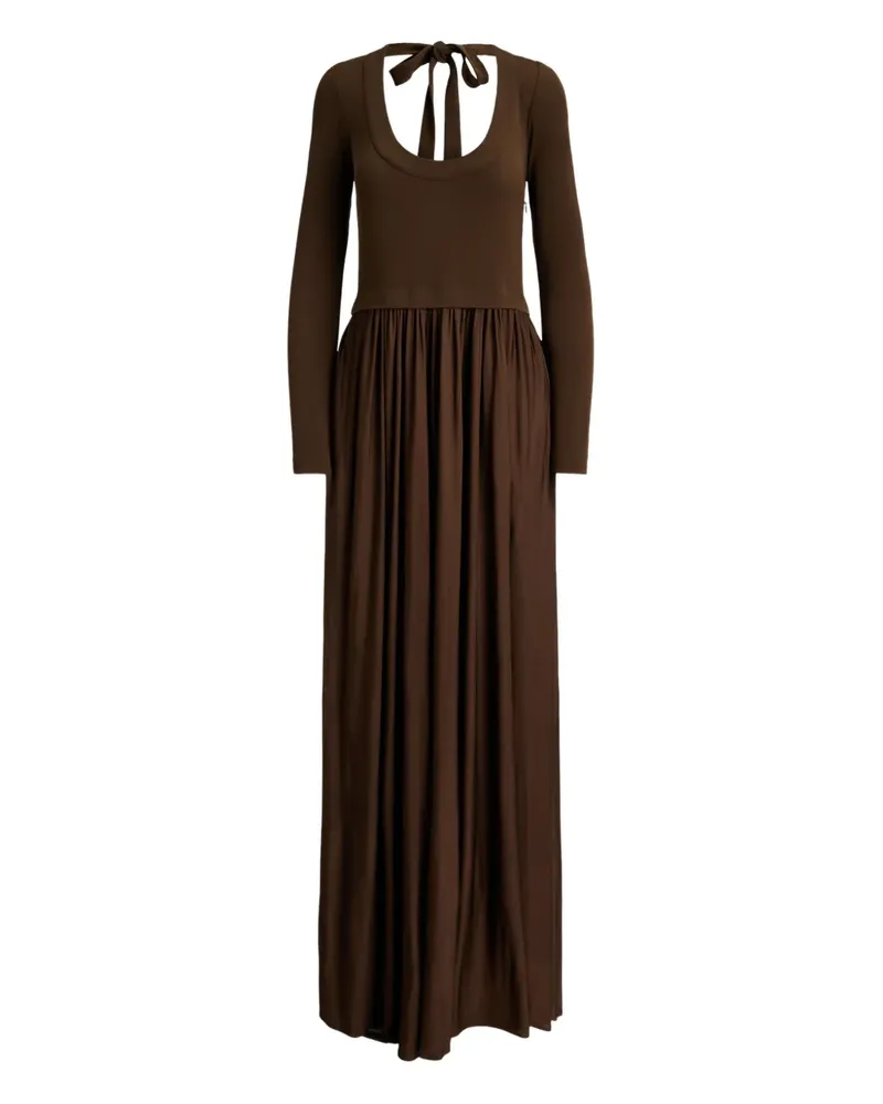 Ralph Lauren Maxikleid mit Kontrasteinsatz - Braun Braun