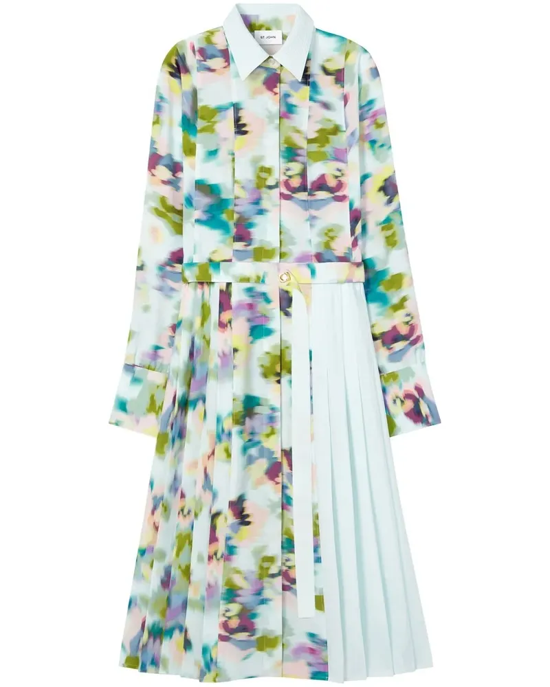 ST. JOHN Kleid mit abstraktem Print - Blau Blau