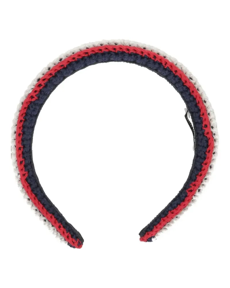 Miu Miu Gehäkeltes Stirnband mit Streifen - Blau Blau