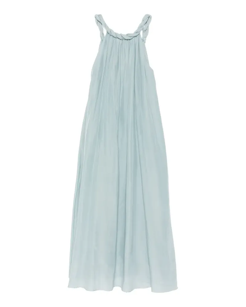 Semicouture braided-neckline pleated dress - Blau Blau
