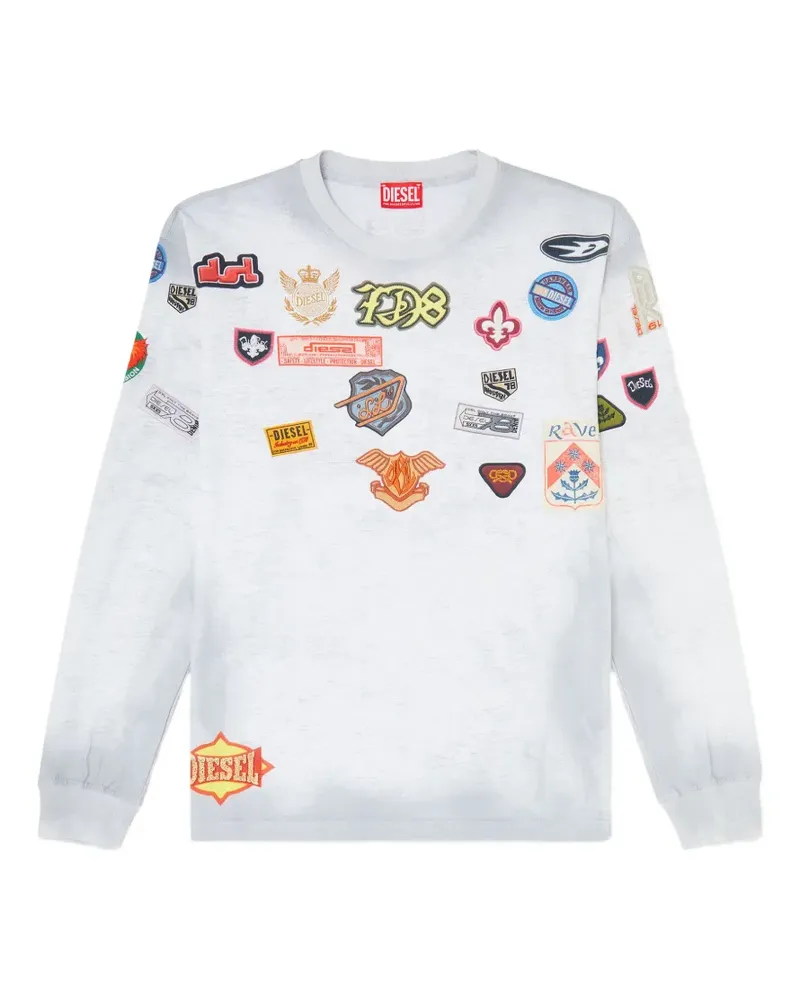 Diesel long-sleeve T-shirt with all-over patches print - Weiß Weiß