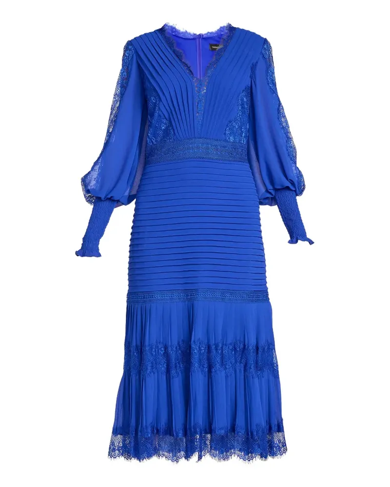 Tadashi Shoji Nyssa Faltenkleid mit Spitzeneinsätzen - Blau Blau