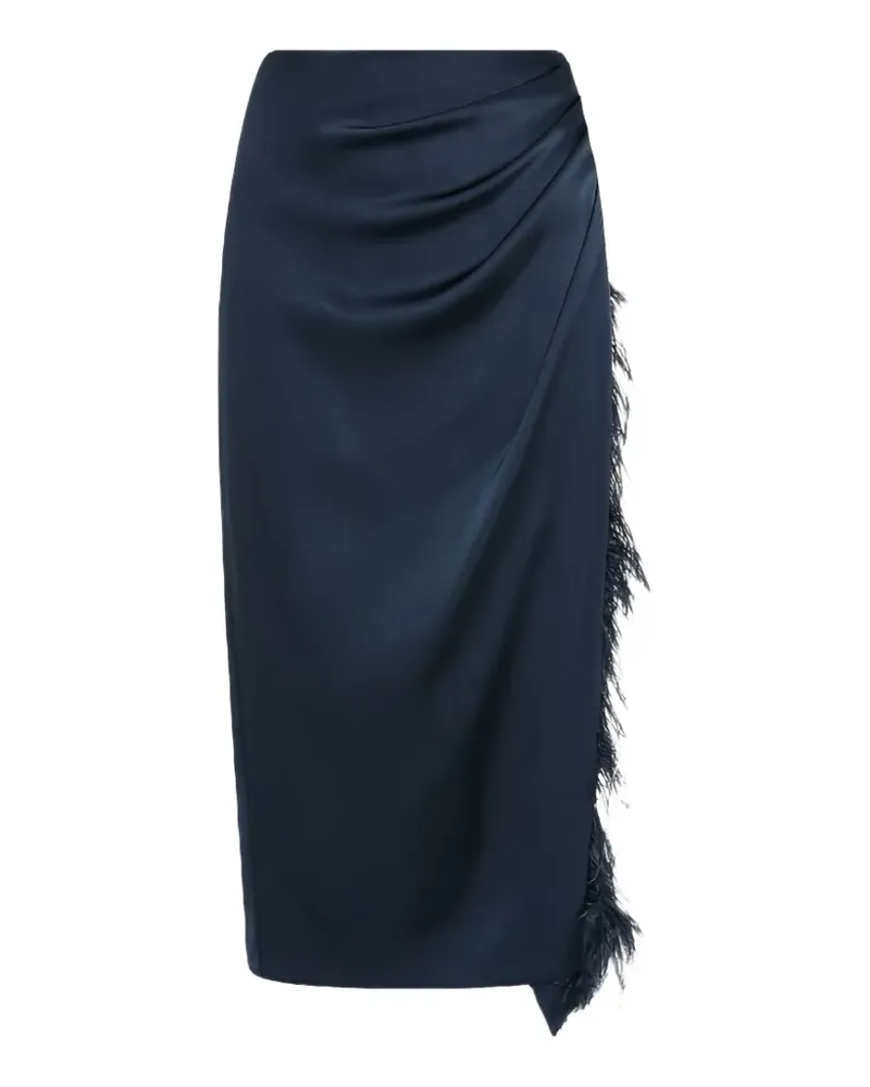 MARELLA feather-trim draped midi skirt - Blau Blau