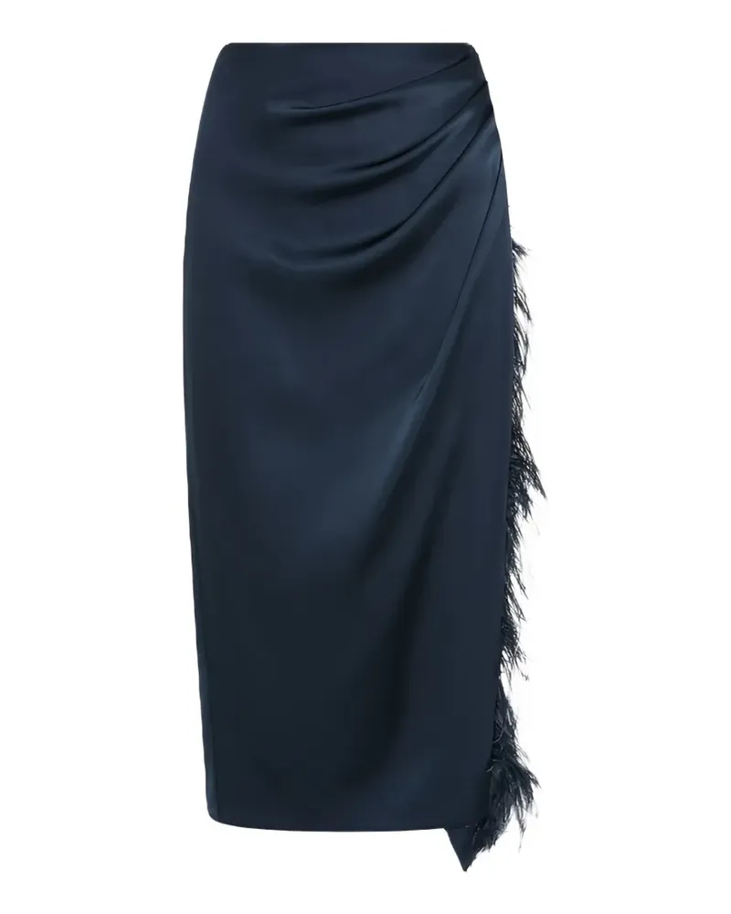 MARELLA feather-trim draped midi skirt - Blau Blau