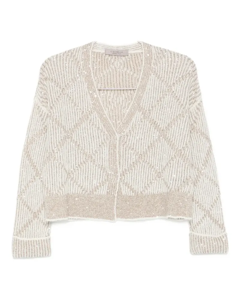 D.EXTERIOR sequin-embellished cardigan - Nude Nude