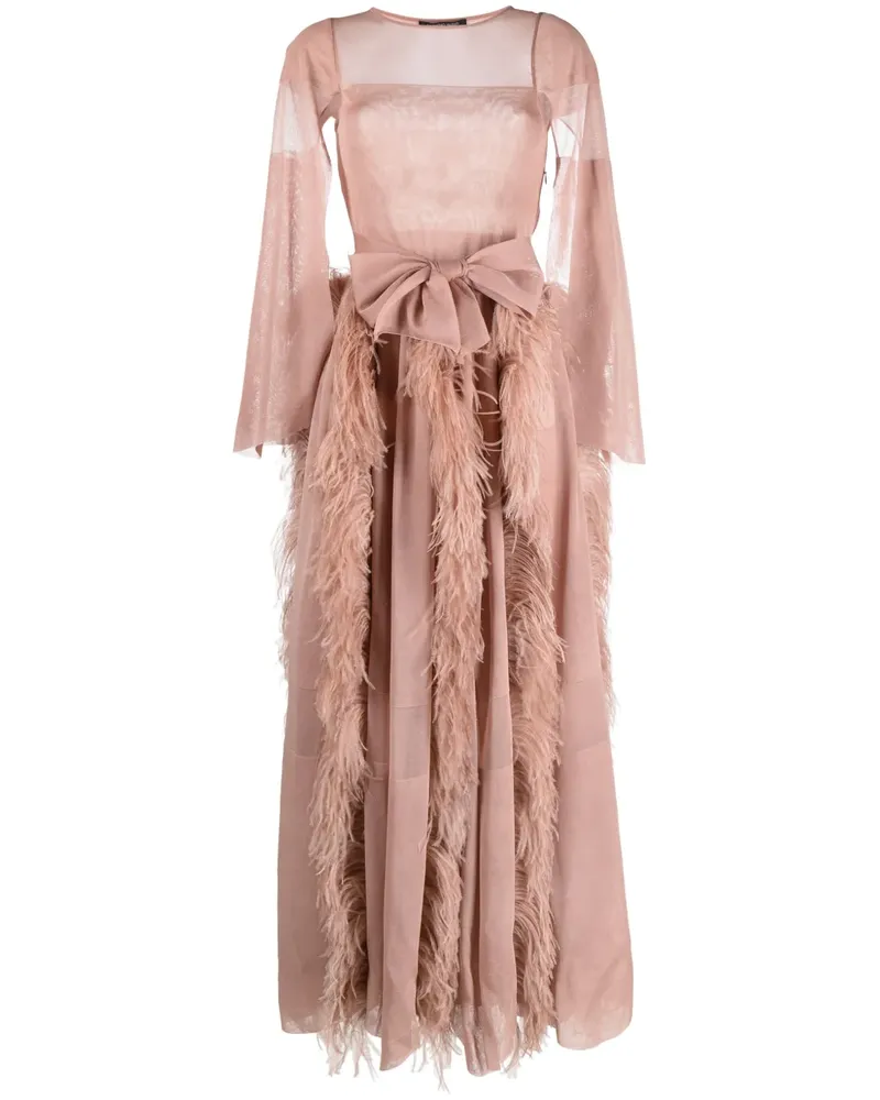 Antonino Valenti Minikleid mit Federn - Rosa Rosa