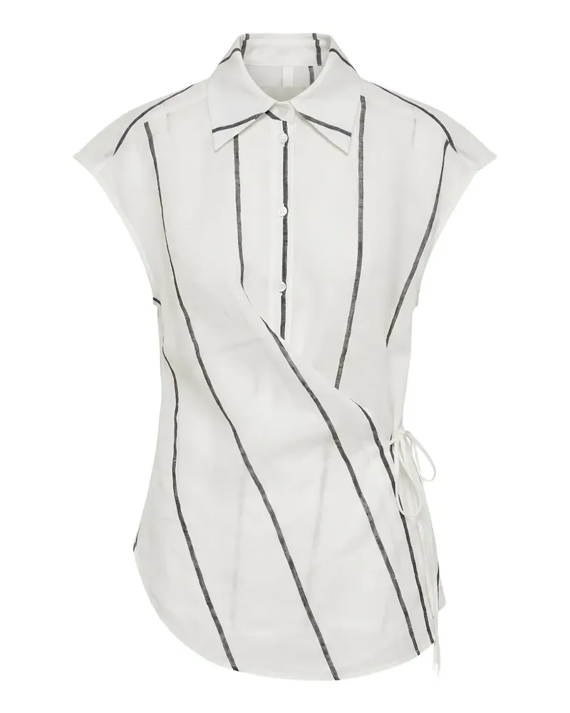 MEIMEIJ striped sleeveless wrap shirt - Weiß Weiß