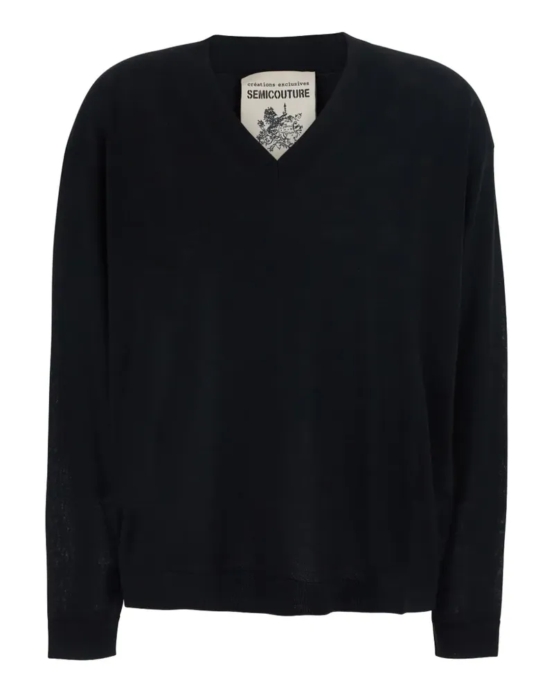 Semicouture Jade Pullover mit V-Ausschnitt - Schwarz Schwarz
