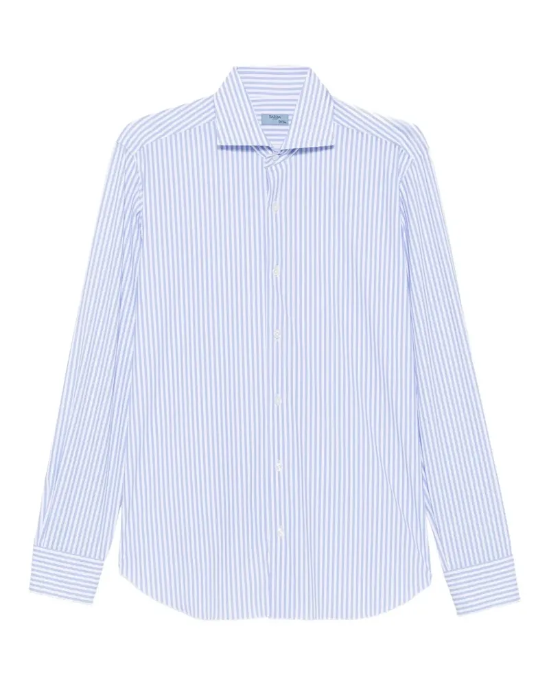 BARBA Gestreiftes Hemd mit Spreizkragen - Blau Blau