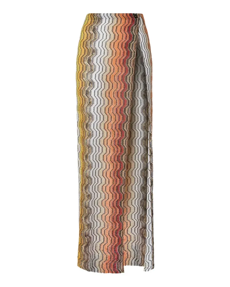 Missoni long skirt in viscose lamé with greek motif - Orange Orange