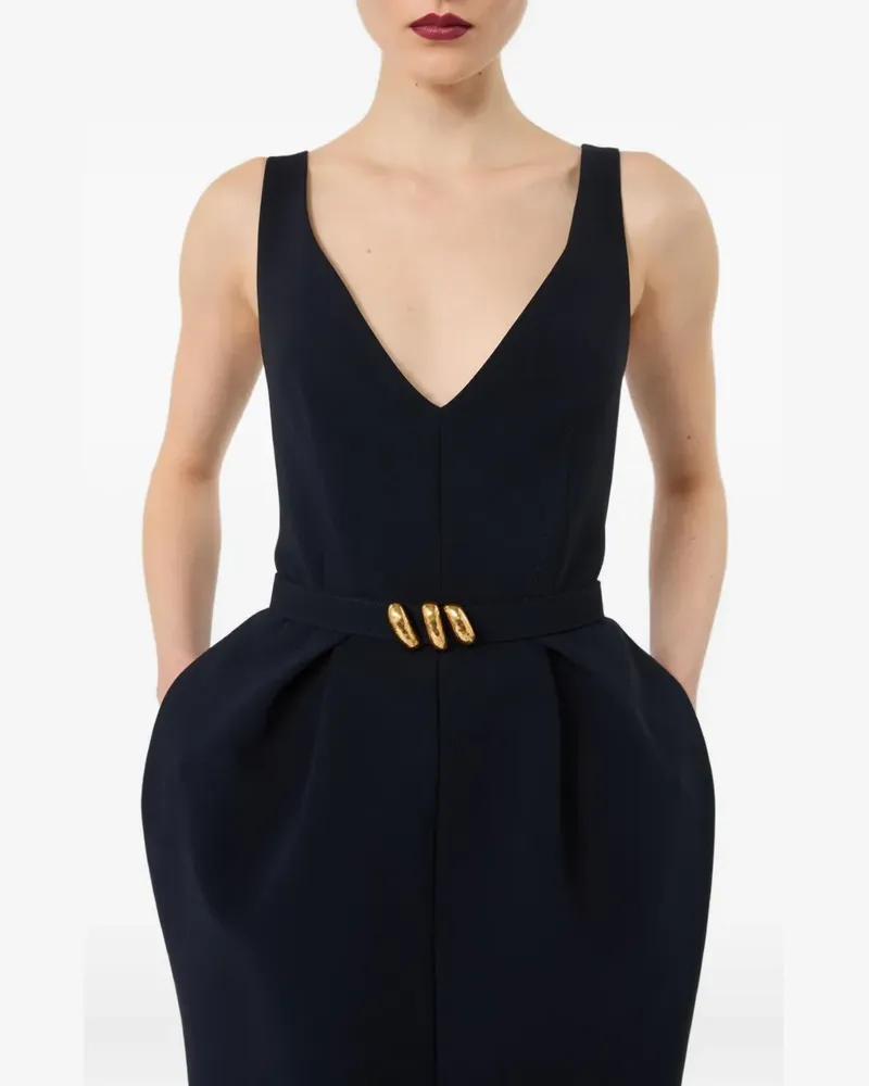 Max Mara belted V-neck dress - Blau Blau