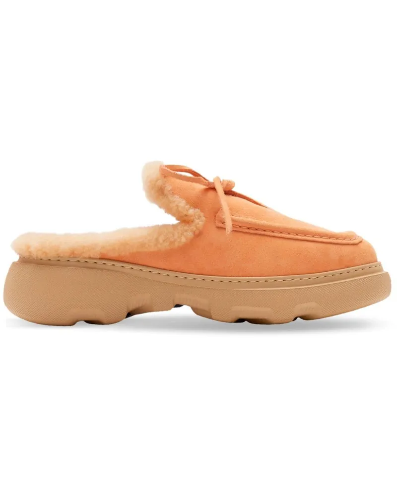 Burberry Wildleder-Mules mit Logo-Anhänger Orange