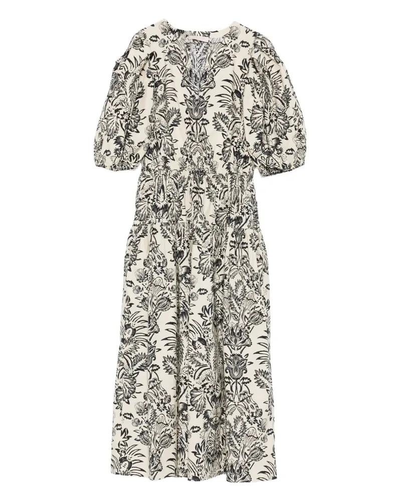 Ulla Johnson Harriet Midikleid mit Puffärmeln - Nude Nude