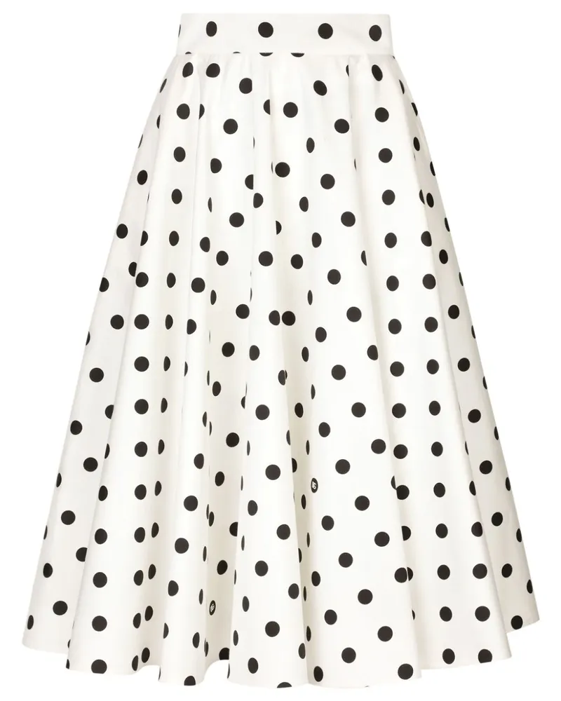 Dolce & Gabbana Gepunkteter Midirock - Weiß Weiß