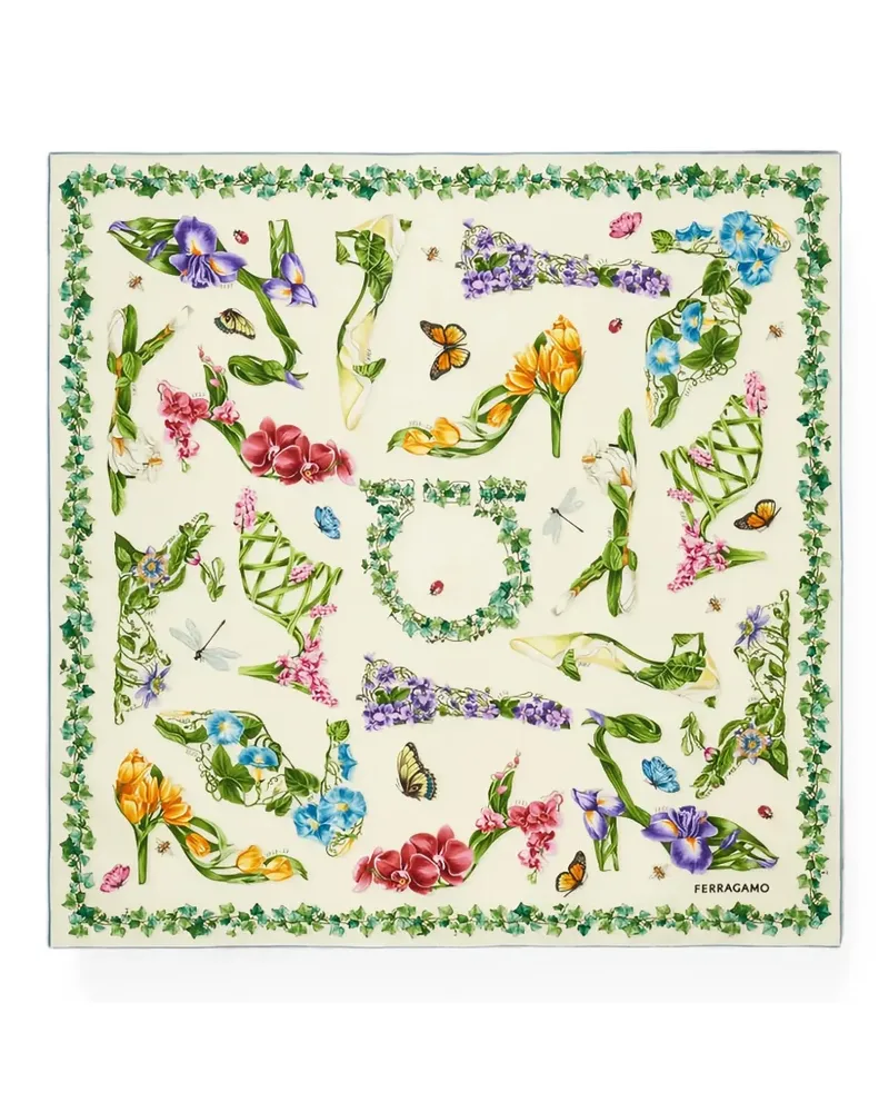 Ferragamo Eden Shoes-print scarf - Nude Nude