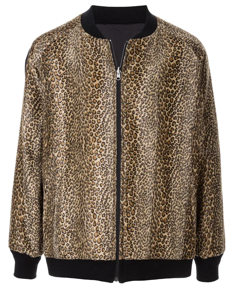 NEEDLES Velours-Bomberjacke mit Leoparden-Print - Schwarz Schwarz
