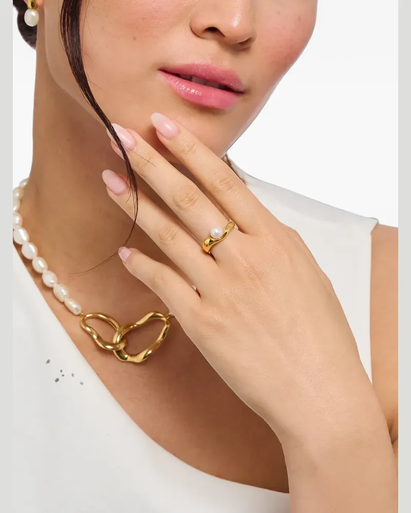 Thomas Sabo Organisch geformter Ring mit Perle - Gold Gold