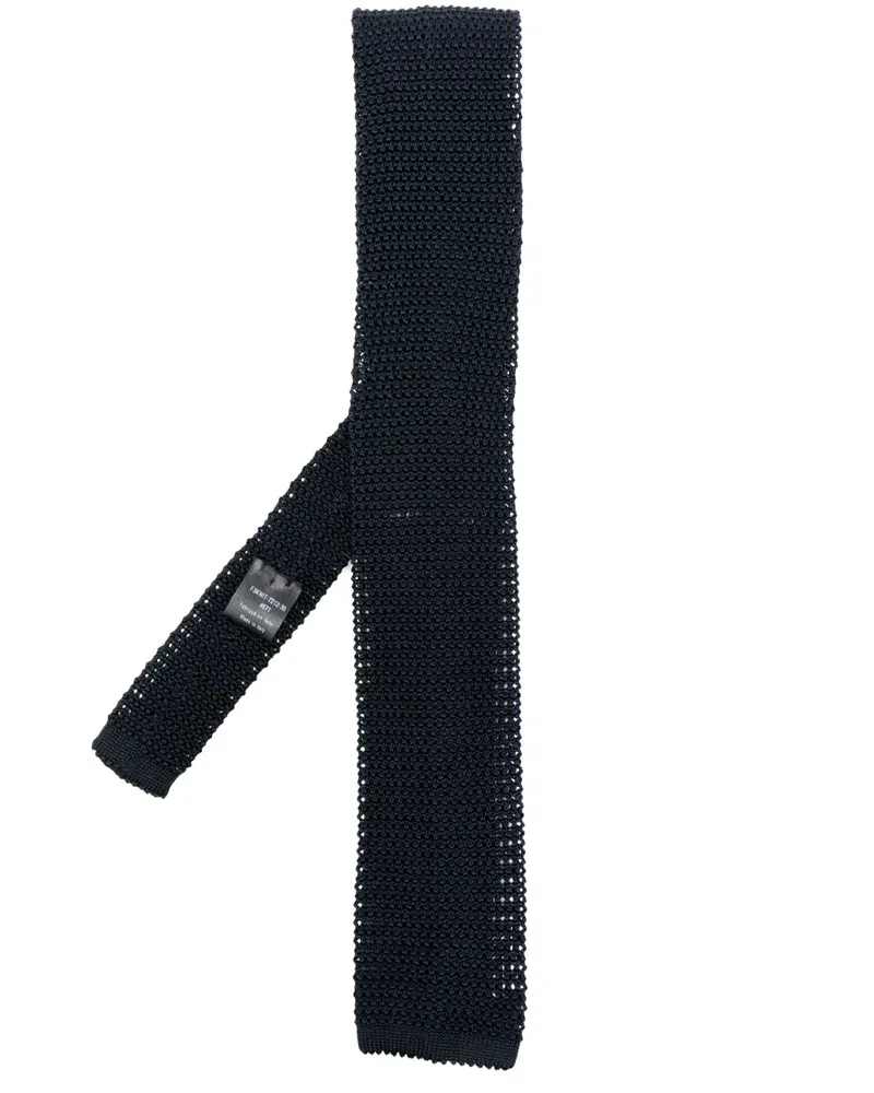 FURSAC Gestrickte Krawatte aus Seide - Blau Blau