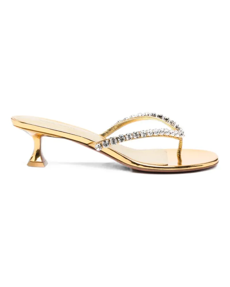 Amina Muaddi Gigi crystal-embellished heeled sandals - Gold Gold