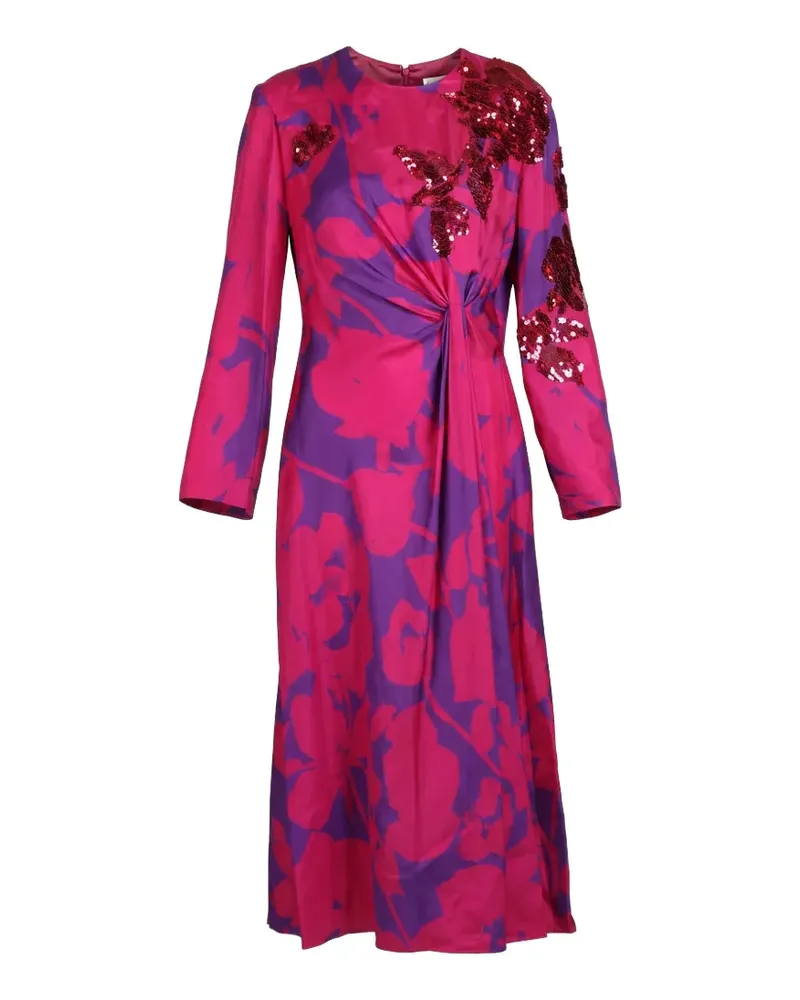 Valentino Garavani sequin-detail floral-print midi dress - Rosa Rosa