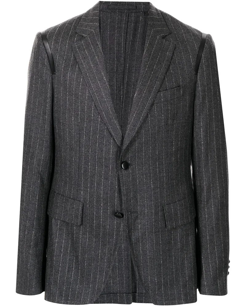 Ferragamo Jackett mit Lederbesatz - Grau Grau