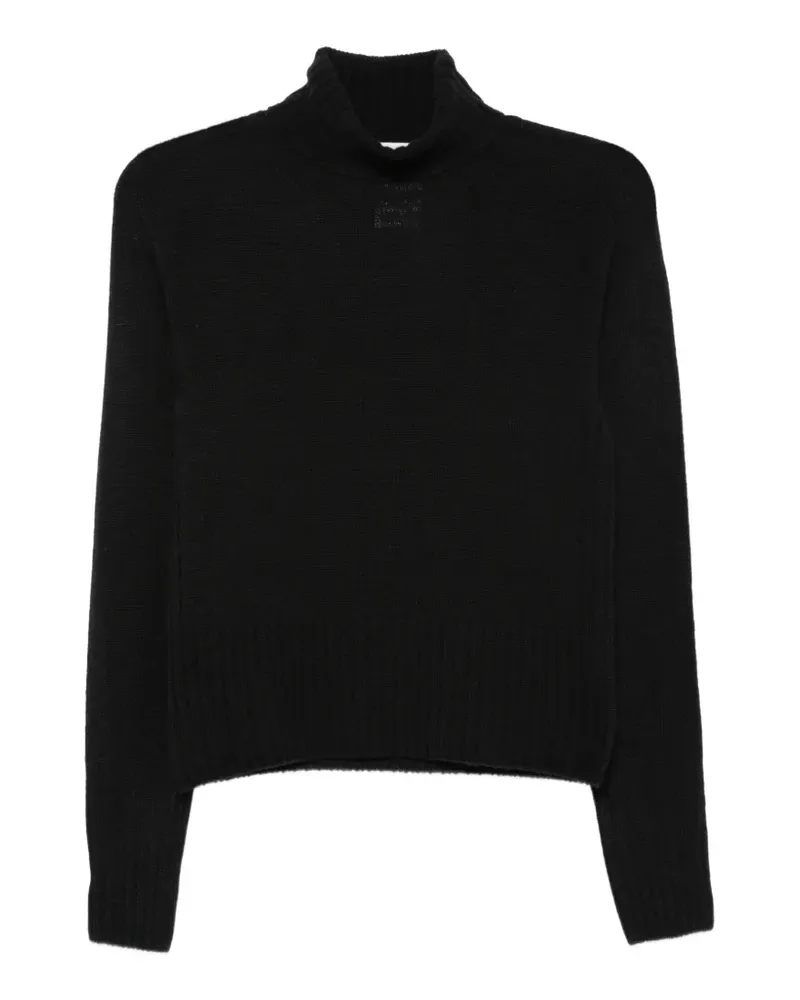 SOLOTRE Gerippter Rollkragenpullover - Schwarz Schwarz
