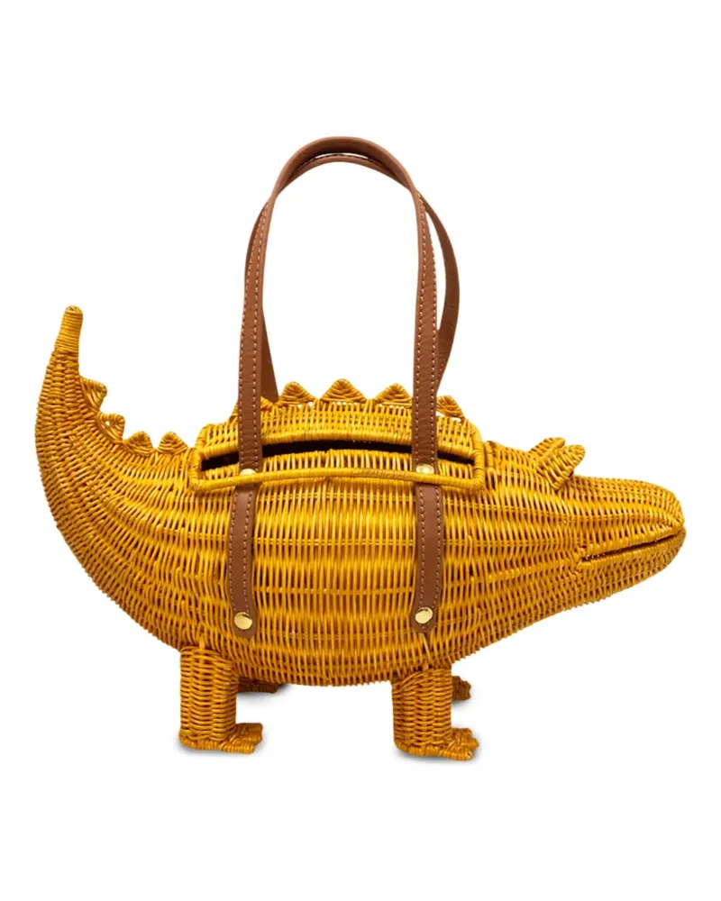 Serpui Satchel-Tasche mit Kroko-Henkel - Gelb Gelb
