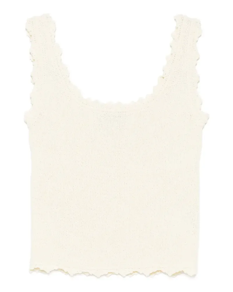 LOW CLASSIC lace-edge sleeveless knitted top - Nude Nude
