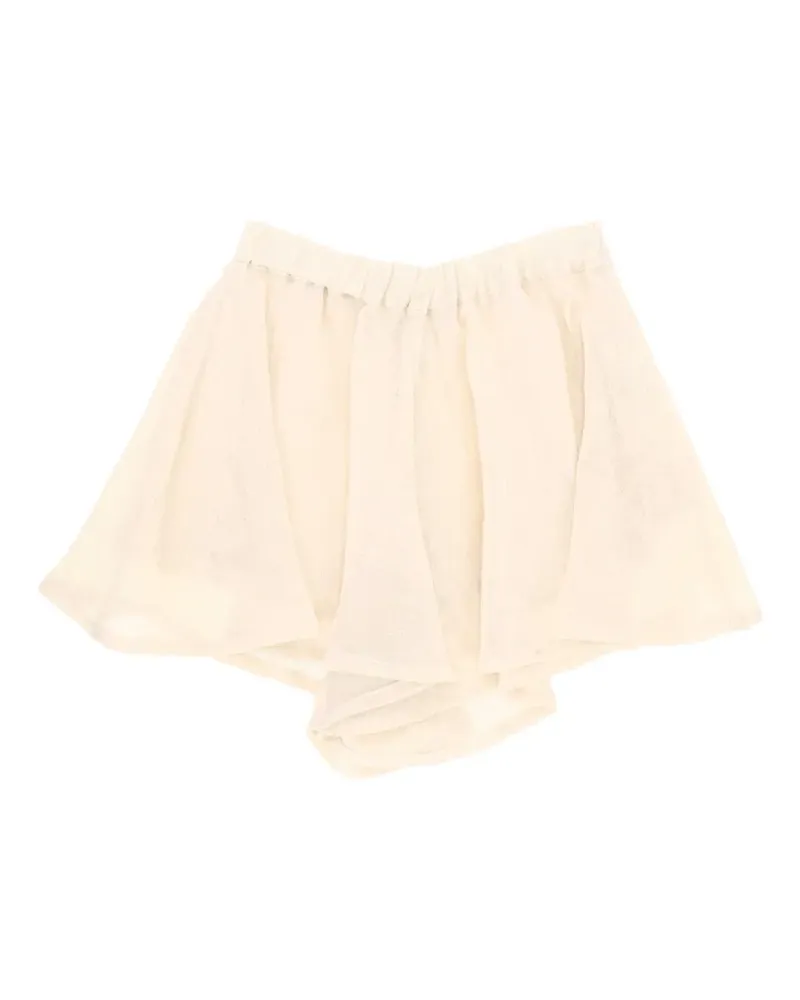 120% Lino elasticated flared mini shorts - Nude Nude