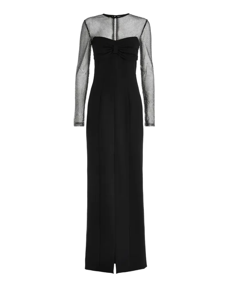 Genny bow-detail mesh-panel maxi dress - Schwarz Schwarz