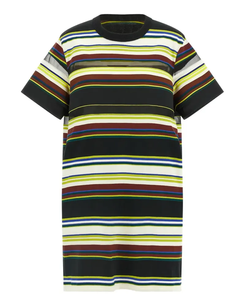 Sacai striped T-shirt dress - Schwarz Schwarz