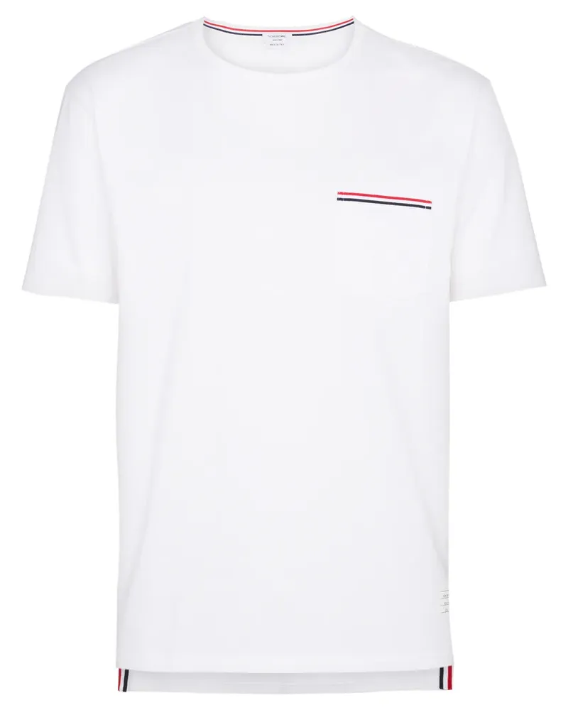 Thom Browne T-Shirt mit RWB-Streifen - Weiß Weiß