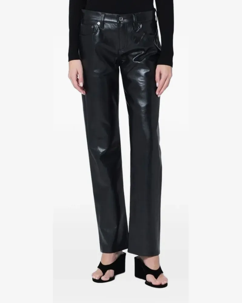 AGOLDE Lederhose mit geradem Bein - Schwarz Schwarz