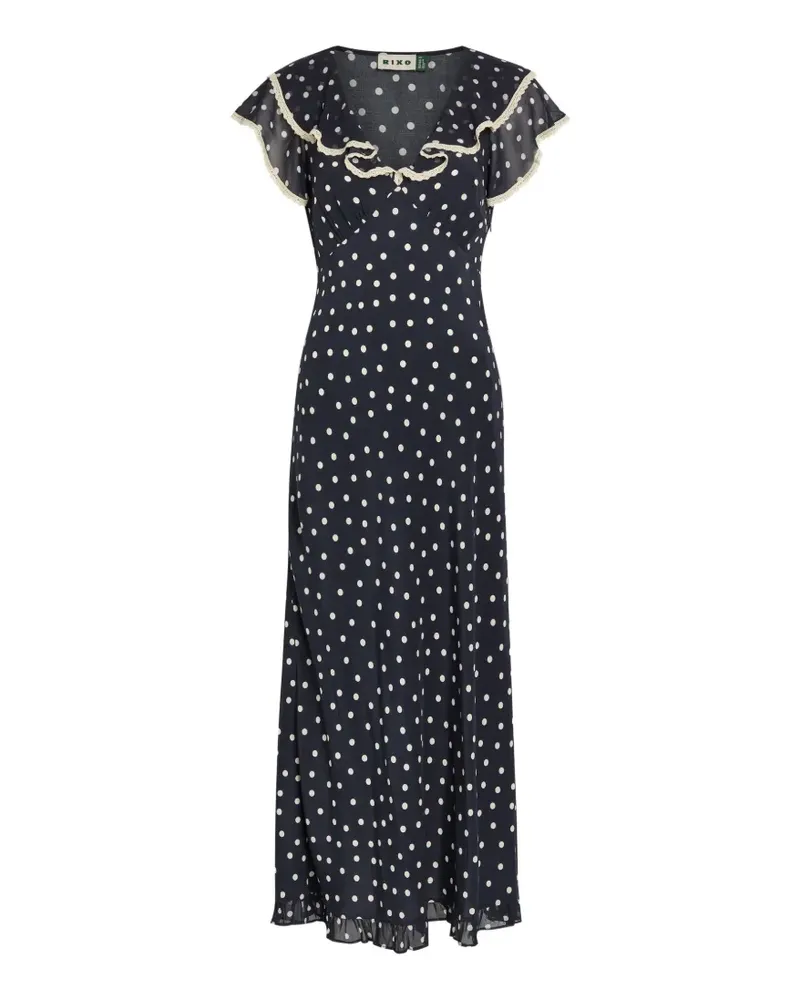 RIXO Bethea polka-dot ruffled maxi dress - Blau Blau