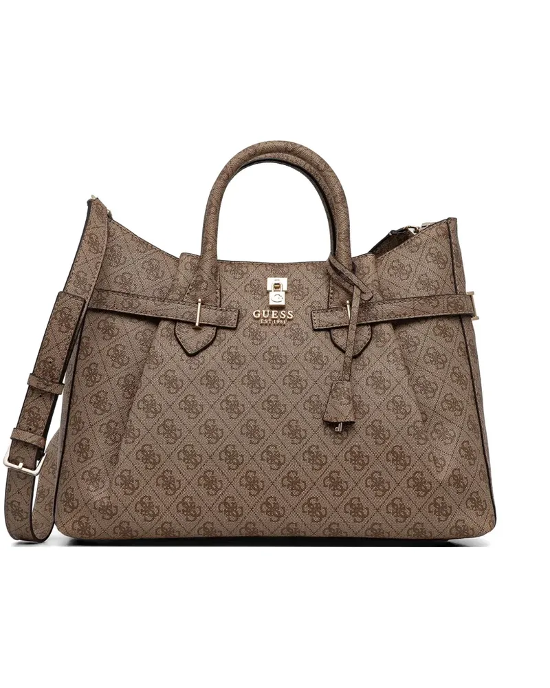Guess Yesba monogram-print padlock-detail tote bag - Braun Braun