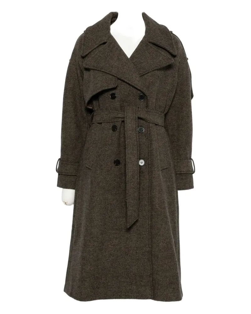 Suncoo cotton double-breasted belted coat - Braun Braun